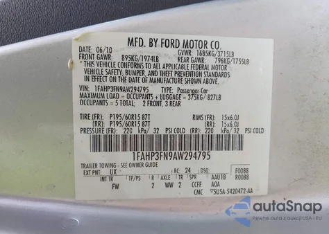 2010 Ford Focus Se from USA, damaged, VIN 1FAHP3FN9AW294795